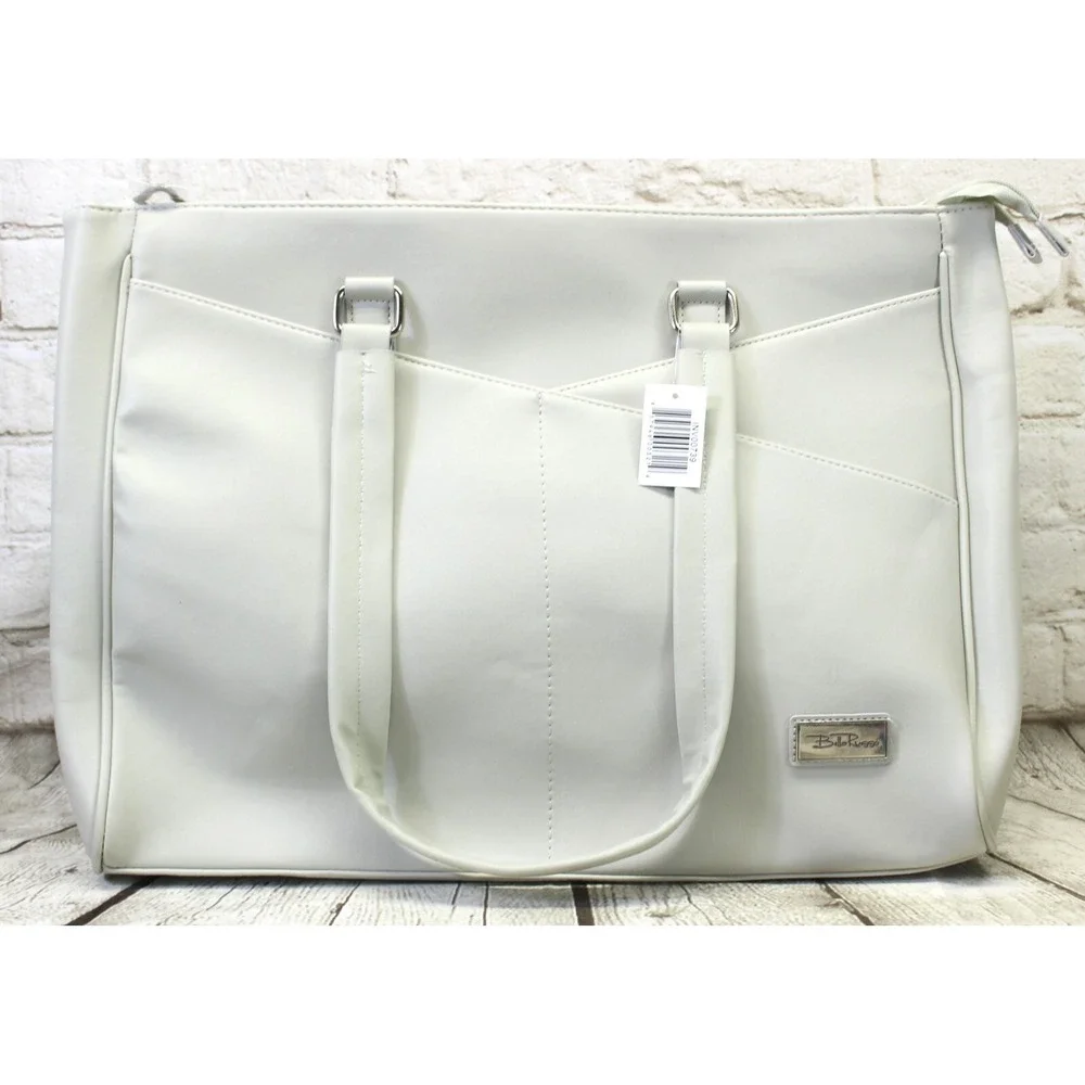 BELLA RUSSO Extra Large Purse TOTE LAPTOP BAG Shoulder Bag TRAVEL Grey 2 ZIPPERS